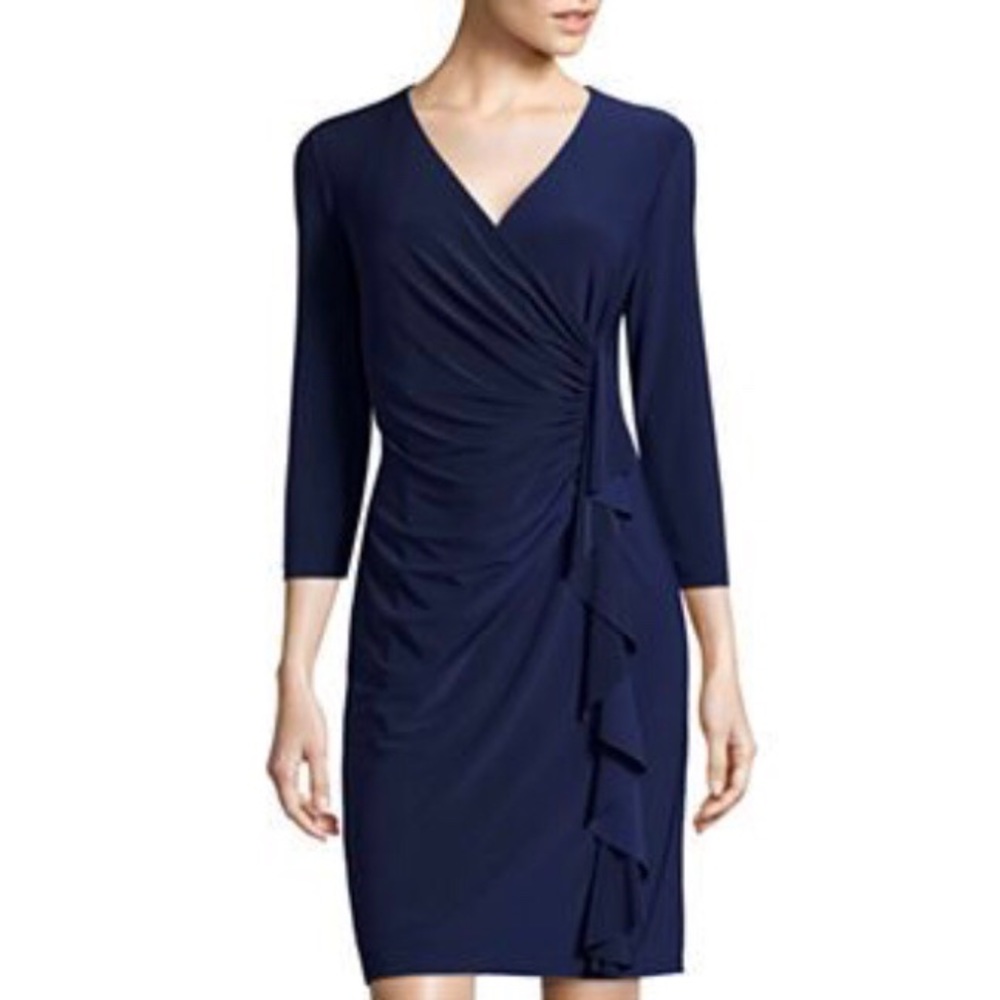 Black Label Evan Picone Navy Blue Cocktail Dress M
